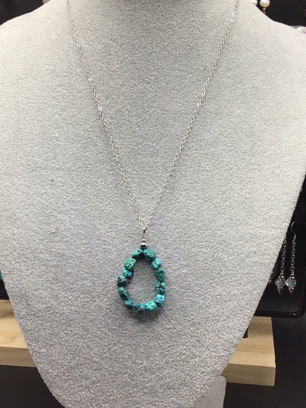 Turquoise Teardrop Necklace in Stainless Steel